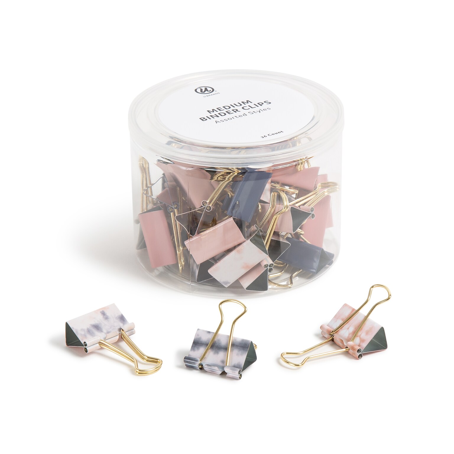 U Brands Fashion Large Binder Clips, Multicolored, 36 Clips/Pack (3611U06-24)