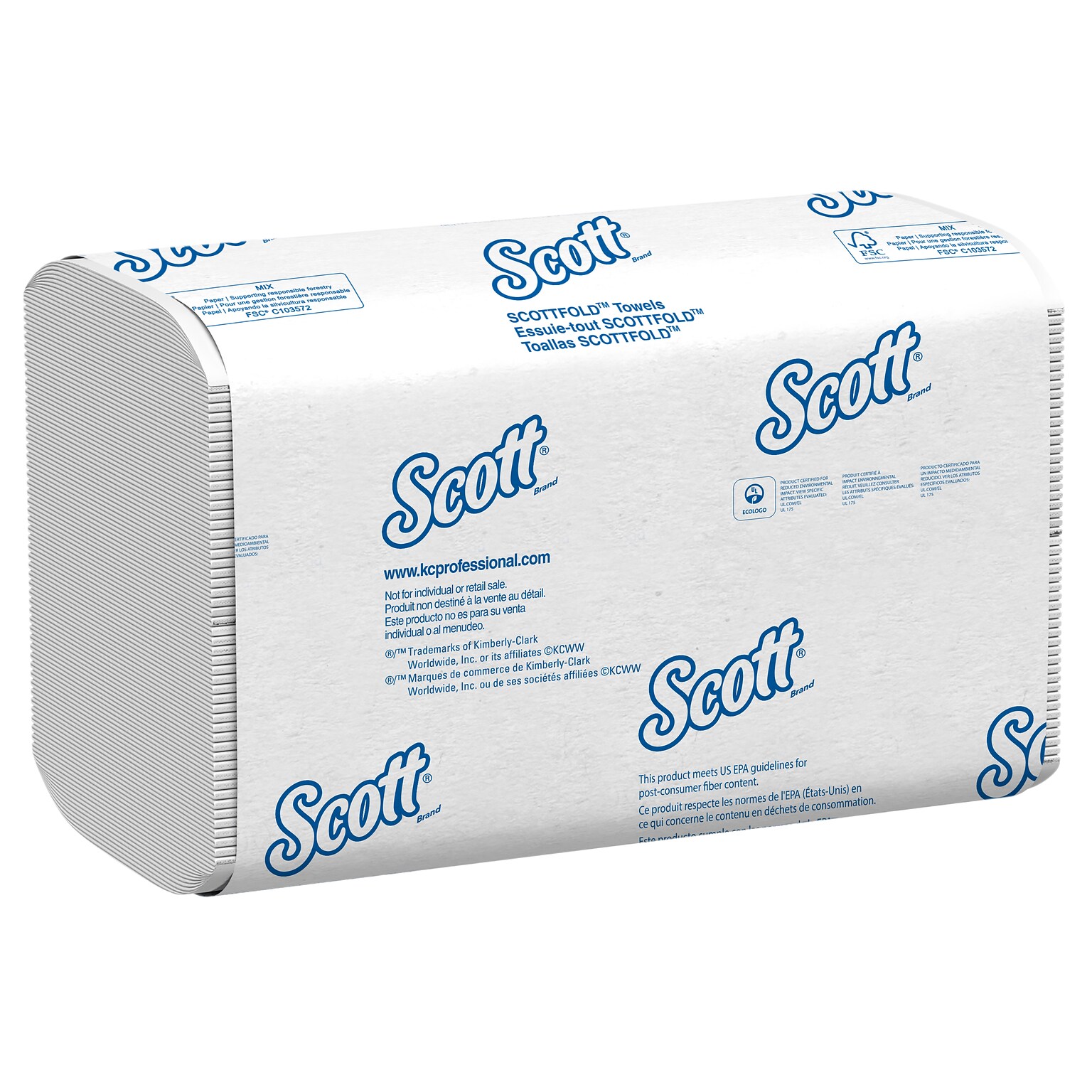 Scott Pro Recycled Multifold Paper Towels, 1-ply, 175 Sheets/Pack (01980)