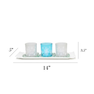 Elegant Designs Winter Wonderland Candle, Blue Frost, Set of 3 (HG5000-FBL)