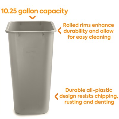 Coastwide Professional™ Plastic Trash Can, 10.25 Gallon, Beige (CW56434)