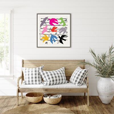 Amanti Art Dawn Bird Chorus by Jenny Frean Framed Canvas Wall Art Print, 30" x 30" (A42678027453)