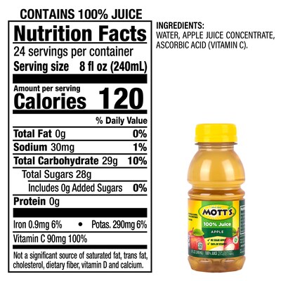 Mott's 100% Original Apple Juice, 8 oz., 24/Pack (220-02660)