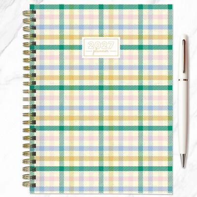 2027 TF Publishing Pastel Plaid 6.5" x 8"  Weekly & Monthly Standard Planner, Paperboard Cover, Multicolored (27-9214)