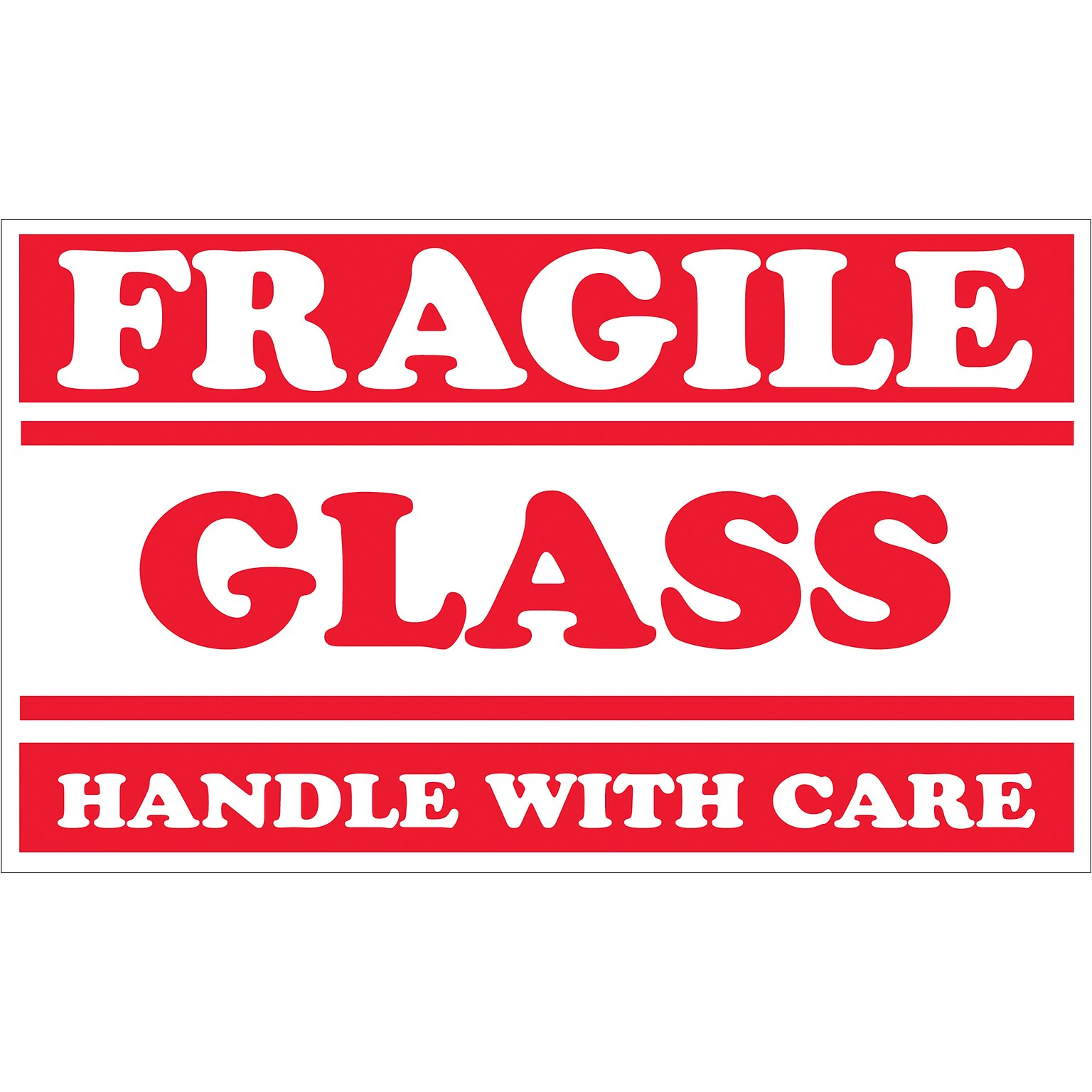 Tape Logic Fragile - Glass - Handle with Care Labels, 3 x 5, Red/White, 500/Roll (SCL547)