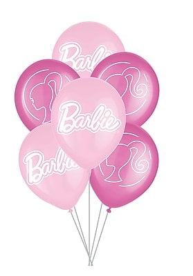 Party City 12 Barbie Party Latex Balloons, Pink, 6/Pack (AM114637)