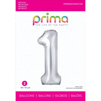 Party City (Air-Filled) 16 #1 Foil Balloon, Silver, 2/Pack (AM60050247-18)