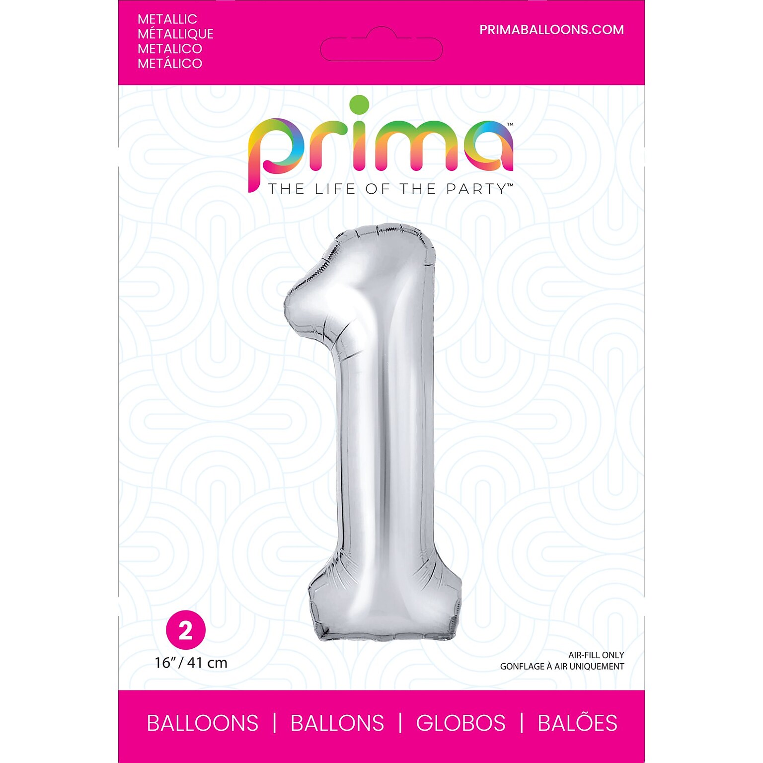 Party City (Air-Filled) 16 #1 Foil Balloon, Silver, 2/Pack (AM60050247-18)