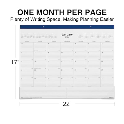 2025 Staples 22" x 17" Desk Pad Calendar, Navy (ST59700-25)