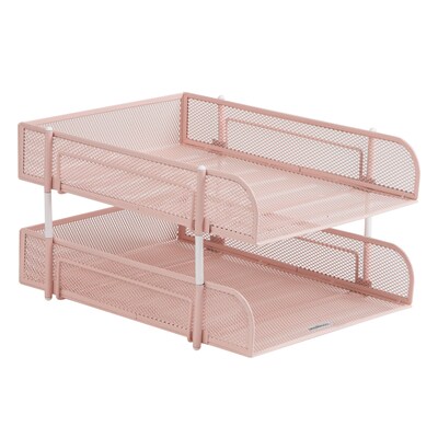 Mind Reader 2-Compartment Stackable Metal Tray, Pink (CSTACK2-PNK)