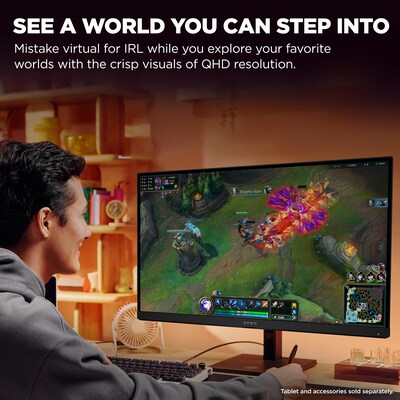 HP OMEN 27" QHD 180Hz LCD AMD FreeSync Gaming Monitor, HDR 400, Height Adjustable, Black (AV4H6AA#ABA)