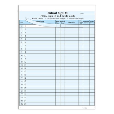 Cosco Patient Confidential Sign-In Forms, 3-Part, 125 Forms/Pack (074039)