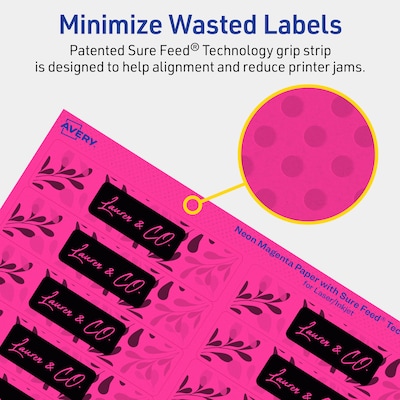 Avery Rectangle Laser/Inkjet Multipurpose Labels, 1" x 4", Neon Magenta (1600/Box)