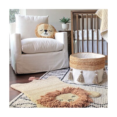 Crane Baby Kendi Wool 36" x 21" Lion Shape Rug, Beige (BC-120RG-1)