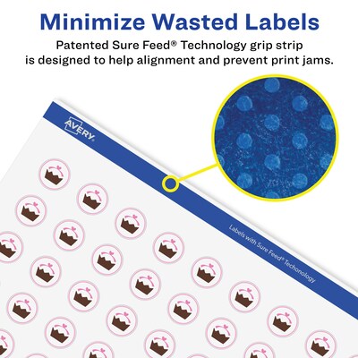 Avery Laser/Inkjet Round Multipurpose Labels, 1.25" Dia., 1500 Labels/Box (94505)