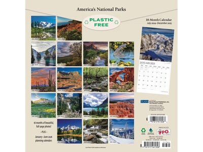 2024-2025 Plato Americas National Parks 12 x 12 Academic & Calendar Monthly Wall Calendar (978197
