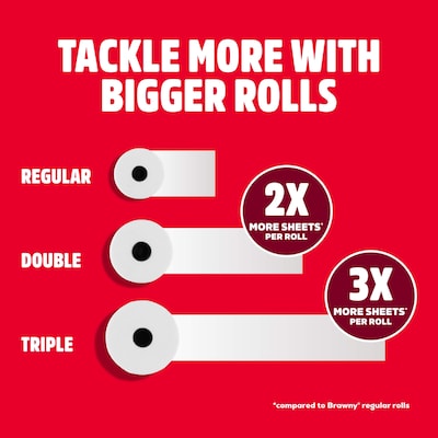 Brawny Tear-A-Square Paper Towels, 3-ply, 76 Sheets/Roll, 8 Rolls/Pack (446005)