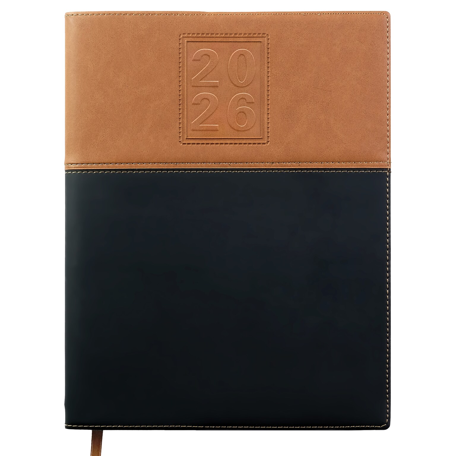 2026 Global Printed Products 8 x 10 Calendar Year Weekly & Monthly Planner, Faux Leather Cover, Black/Brown (NRY26-PKT810-BN)
