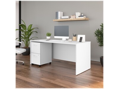 Bush Business Furniture Studio C 66W Office Desk with Mobile File Cabinet, White (STC071WHSU)