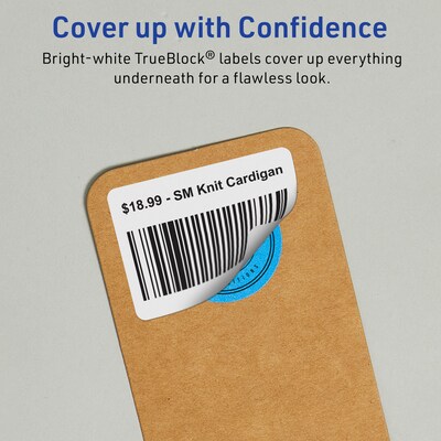 Avery TrueBlock Laser/Inkjet Rectangle Multipurpose Labels, 1.25" x 1.75", White, 320/Pack (94226)
