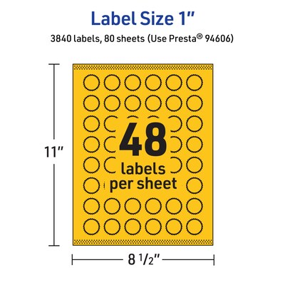 Avery Hemp Starburst Laser/Inkjet Multipurpose Labels, 1", Off-White (1920/Box)