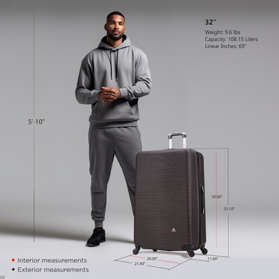 InUSA Royal 32" Hardside Suitcase, 4-Wheeled Spinner, TSA Checkpoint Friendly, Brown (IUROY00XL-BRO)