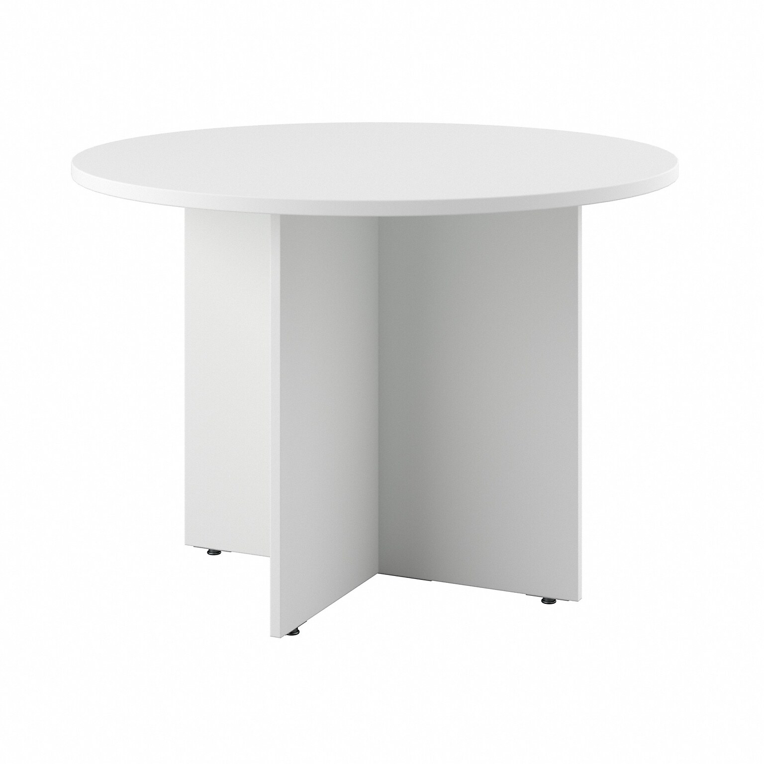 Bush Business Furniture 42W Round Conference Table with Wood Base, White (99TB42RWH)