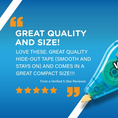 BIC Wite-Out Mini Correction Tape, White, 6/Pack (WOTMP61-WHI)