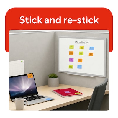 Staples Sticky Notes, 1 3/8" x 1 7/8", Summer Breeze Collection, 100 Sheets/Pad, 12 Pads/Pack (ST62862)