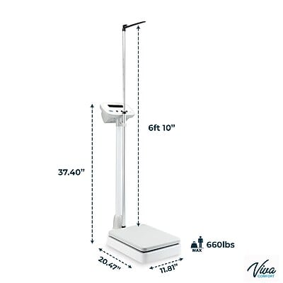 Viva Comfort Digital BMI Physician Weight & Height Scale, 660 lbs. Capacity, White (ADI904-01-MK)