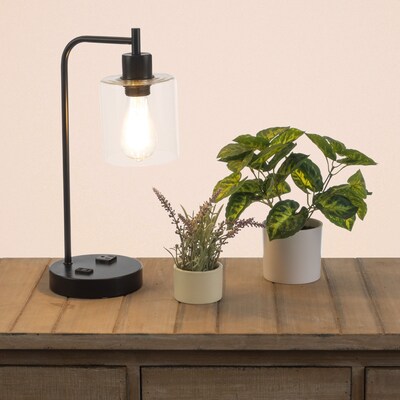 Lavish Home 16.14 LED Table Lamp with USB Ports, Black, 2/Set (72-LMPDKIND-1B-2)