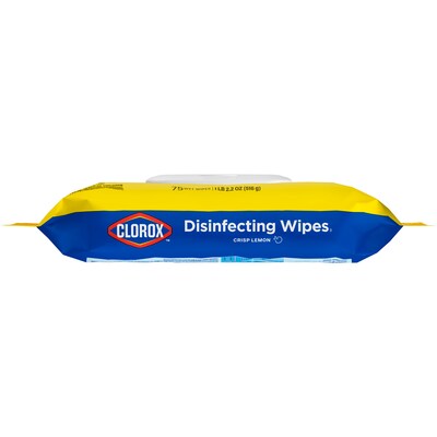 Clorox Disinfecting Wipes, Lemon Scent, 75 Wipes/Container, 6/Carton (31404CT)