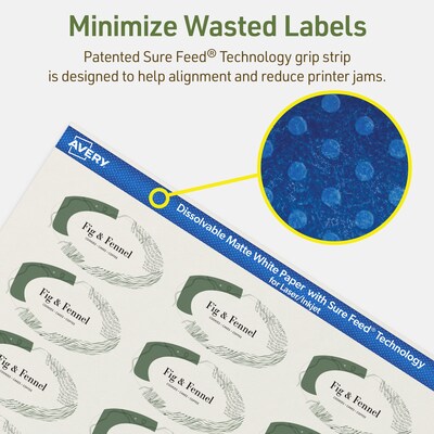 Avery Dissolvable Oval Multipurpose Labels, 1-1/8" x 2-1/4", Off-white, 210/Pack (94054)