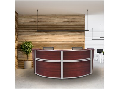 Regency Marque 124.5"W Curved Reception Desk Workstation, Mahogany (77292MH)