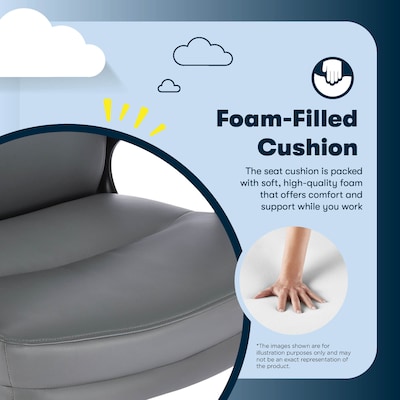 Serta Comfort Big & Tall Ergonomic Bonded Leather Swivel Executive Chair, Gray (CHR10131C)