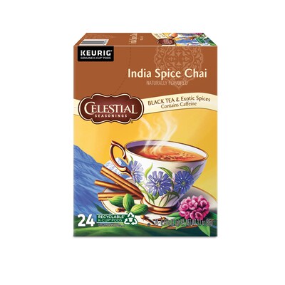 Celestial Seasonings India Spice Chai Tea, 0.13 oz. Keurig® K-Cup®p Pods, 24/Box (14738)