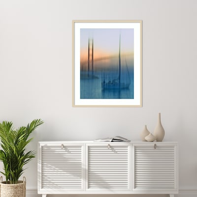 Amanti Art Sailboats on the Bay by Jerry Berry Wood Framed Wall Art Print, 33" x 41" (A42676855608)