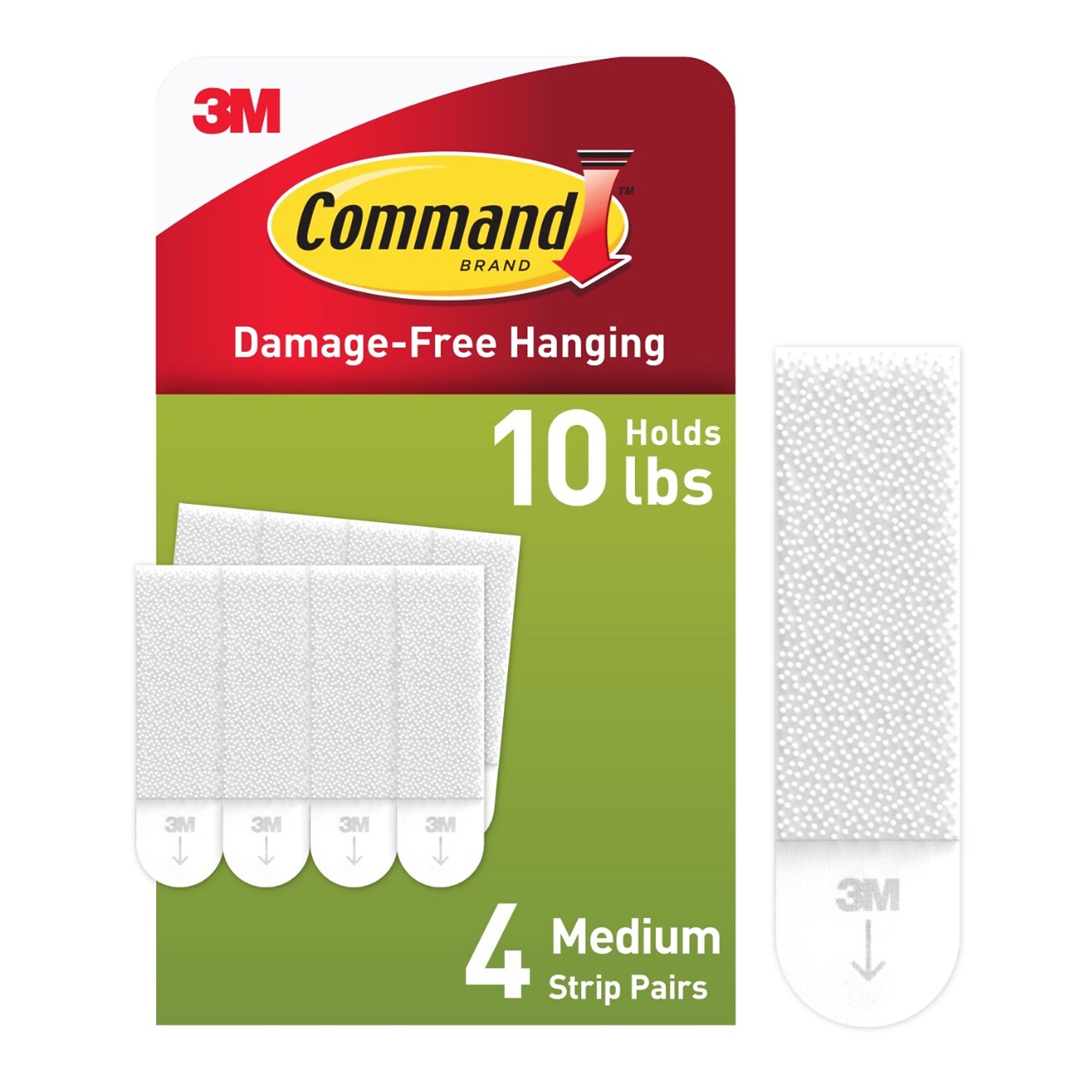 Command Medium Hanging Strips, 10 lb., White, 4/Pack (17201-4PK-ES)