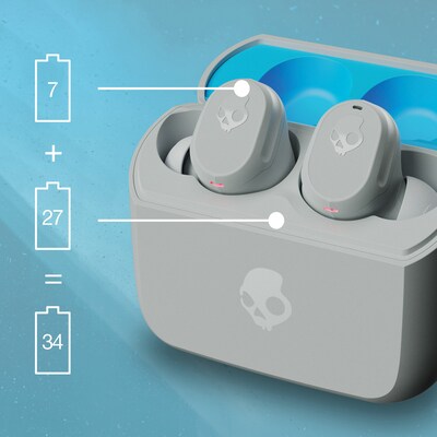 Skullcandy Mod True Wireless Earbuds with Microphone & Charging Case, Bluetooth, Light Gray (S2FYW-P751)