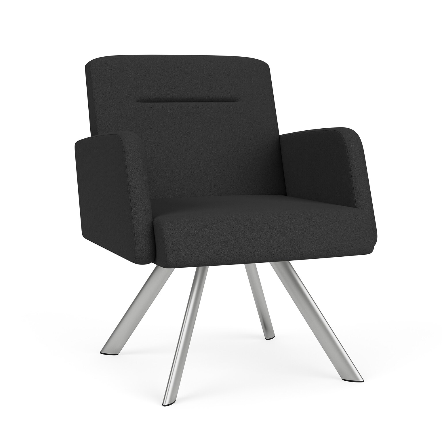 Lesro Willow Fabric Lounge Chair, Open House Graphite/Silver (WL1181.SSV-01OHGP)