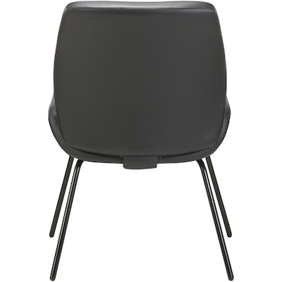 Lorell U-Shaped Bonded Leather Guest Chair with Powder-Coated Legs, Black (LLR68574)
