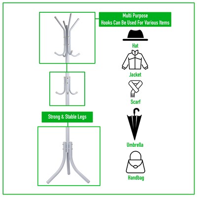 Mind Reader Coat Tree, White, Metal (COATRACK11-WHT)