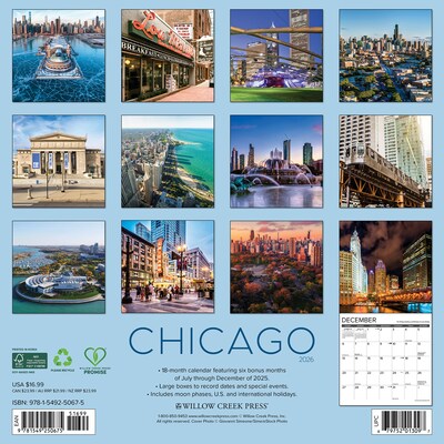 2026 Willow Creek Chicago 12 x 12 Monthly Wall Calendar (50675)