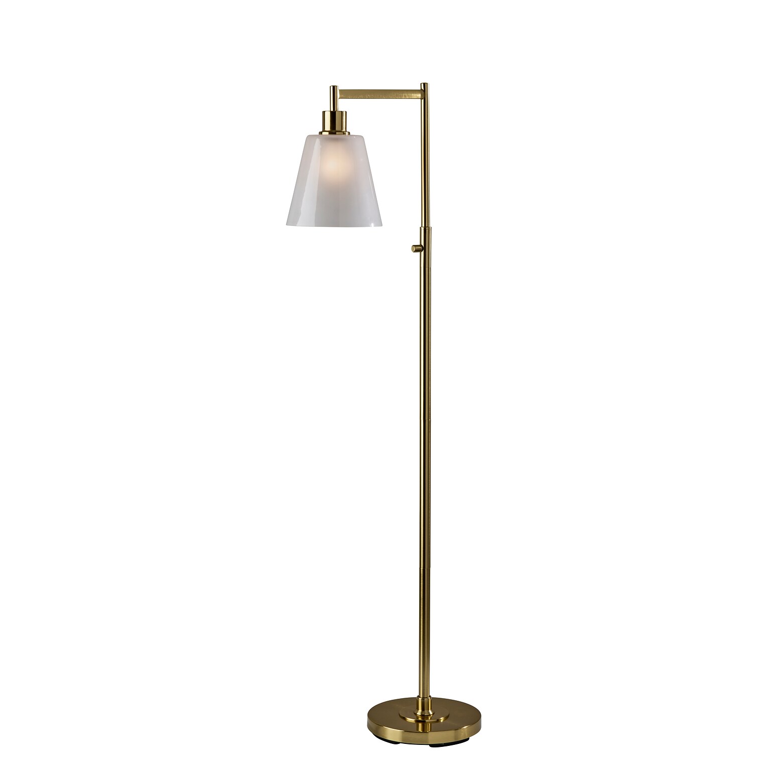 Adesso Gio 56H Antique Brass Floor Lamp with White Glossed Glass Shade (3305-21)