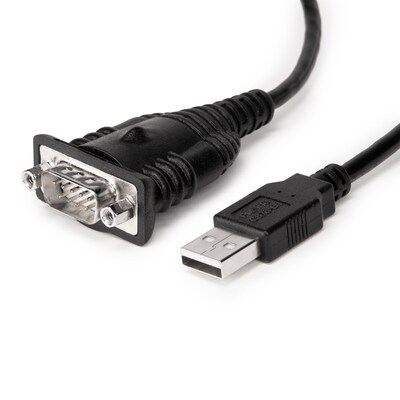 Rocstor 3ft USB-A to DB-9 RS-232 Serial Cable, Male to Male, Black (Y10C877-B1)