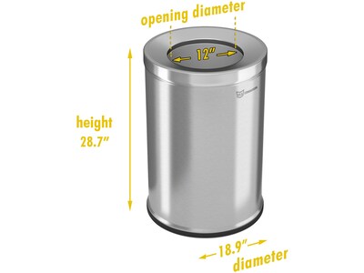 HLS Commercial Stainless Steel Trash Can with Open Lid, 26-Gallon, Silver (HLSC05G26)