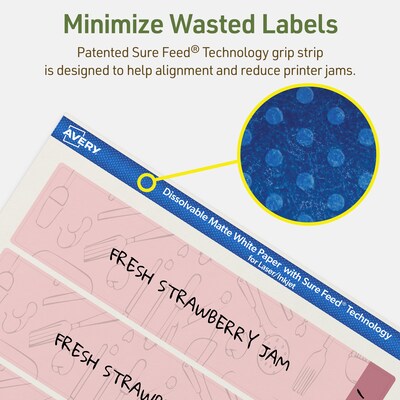 Avery Dissolvable Rectangle Multipurpose Labels, 1.75" x 7.75", Off-white, 50/Pack (94232)