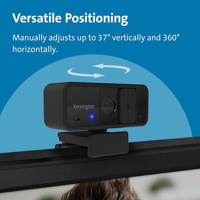 Kensington W1050 1080p Fixed Focus Wide Angle Webcam, Black (K80250WW)