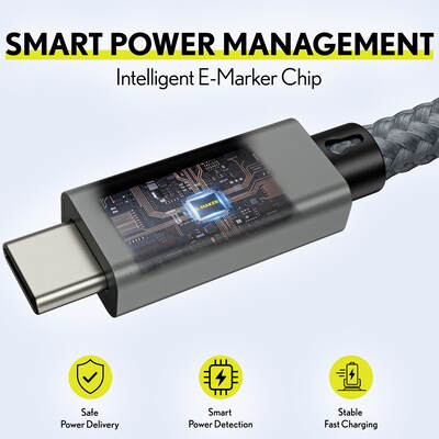 Overtime C82 100W Fast Charging 6 ft Braided USB C to USB C Cable (OCC82WH)