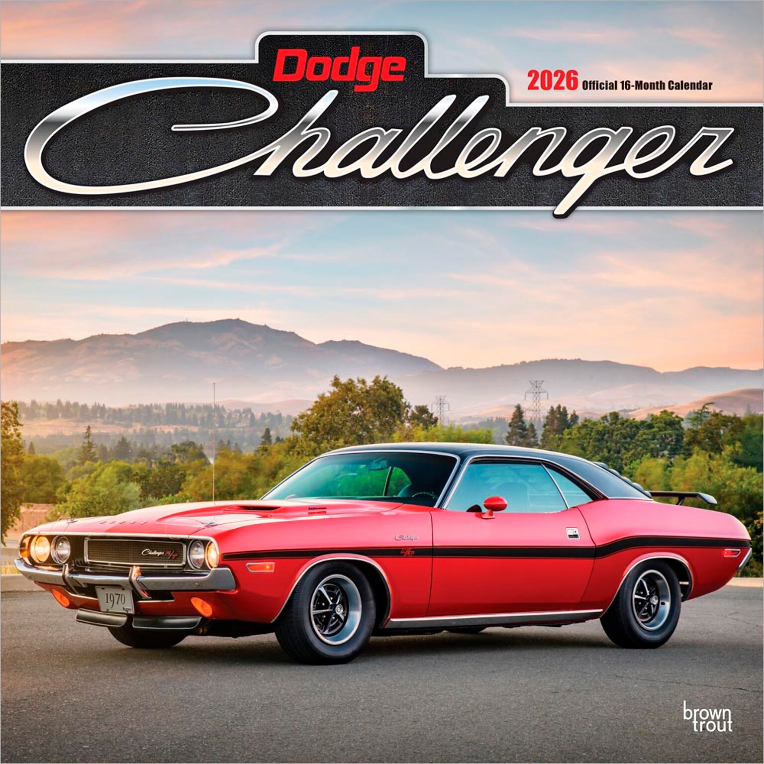 2026 BrownTrout Dodge Challenger 12 x 12 Monthly Wall Calendar (9798330707614)