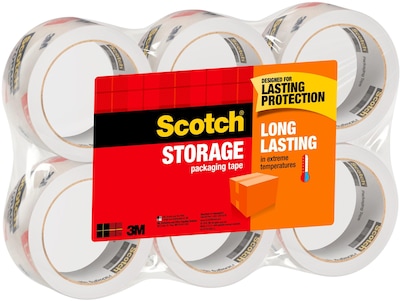 Scotch Long Lasting Storage Packing Tape, 1.88" x 54.6 yds., Clear, 6/Pack (3650-6)